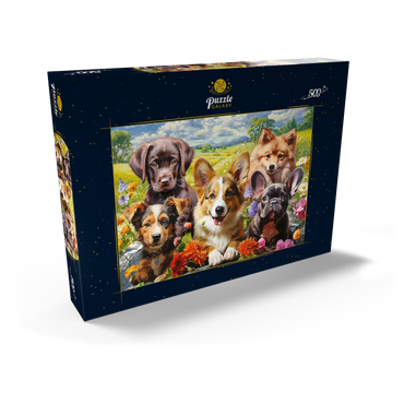 Darstellung des Puzzle Motivs Funny Puppy Selfie 500 Puzzle Schachtel Ansicht2
