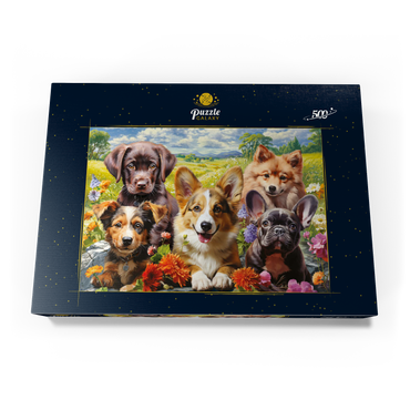 Darstellung des Puzzle Motivs Funny Puppy Selfie 500 Puzzle Schachtel Ansicht3