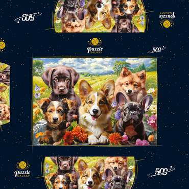 Darstellung des Puzzle Motivs Funny Puppy Selfie 500 Puzzle Schachtel 3D Modell