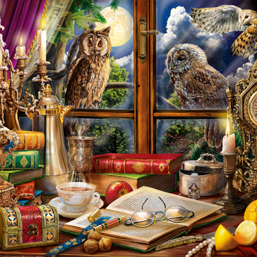 Darstellung des Puzzle Motivs Evening Still Life With Owls 1000 Puzzle 3D Modell