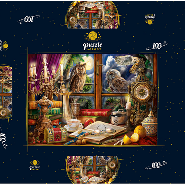 Darstellung des Puzzle Motivs Evening Still Life With Owls 100 Puzzle Schachtel 3D Modell