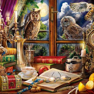 Darstellung des Puzzle Motivs Evening Still Life With Owls 200 Puzzle 3D Modell