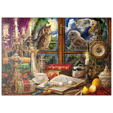 Darstellung des Puzzle Motivs puzzleplate Evening Still Life With Owls 500 Puzzle