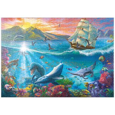 Darstellung des Puzzle Motivs puzzleplate Sailboat and the Underwater World 1000 Puzzle