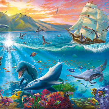 Darstellung des Puzzle Motivs Sailboat and the Underwater World 1000 Puzzle 3D Modell