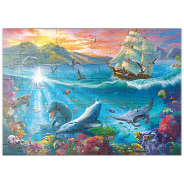 Darstellung des Puzzle Motivs puzzleplate Sailboat and the Underwater World 100 Puzzle
