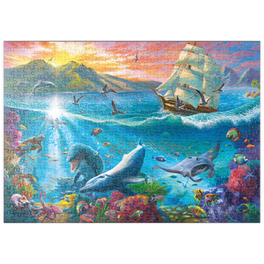 Darstellung des Puzzle Motivs puzzleplate Sailboat and the Underwater World 500 Puzzle