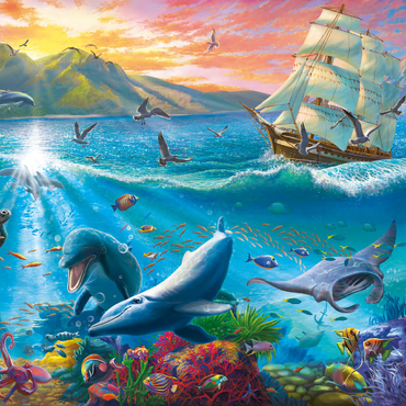 Darstellung des Puzzle Motivs Sailboat and the Underwater World 500 Puzzle 3D Modell