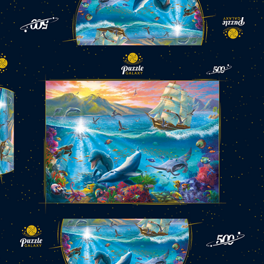Darstellung des Puzzle Motivs Sailboat and the Underwater World 500 Puzzle Schachtel 3D Modell