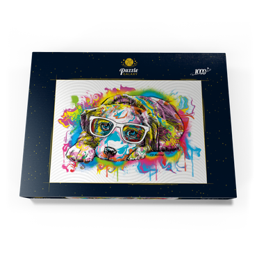 Darstellung des Puzzle Motivs Puppy Drip Art 1000 Puzzle Schachtel Ansicht3