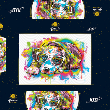 Darstellung des Puzzle Motivs Puppy Drip Art 1000 Puzzle Schachtel 3D Modell