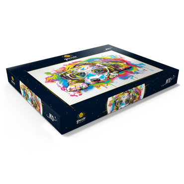 Darstellung des Puzzle Motivs Puppy Drip Art 100 Puzzle Schachtel Ansicht1
