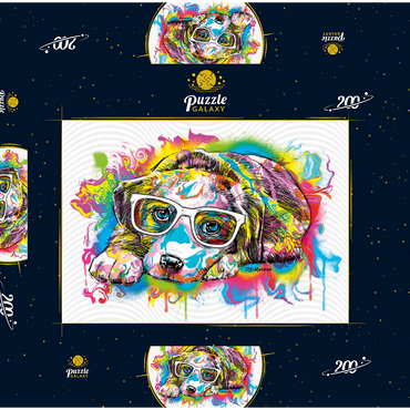 Darstellung des Puzzle Motivs Puppy Drip Art 200 Puzzle Schachtel 3D Modell