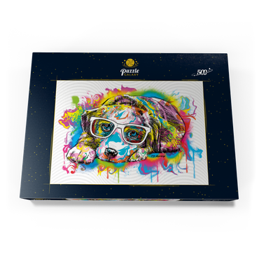 Darstellung des Puzzle Motivs Puppy Drip Art 500 Puzzle Schachtel Ansicht3