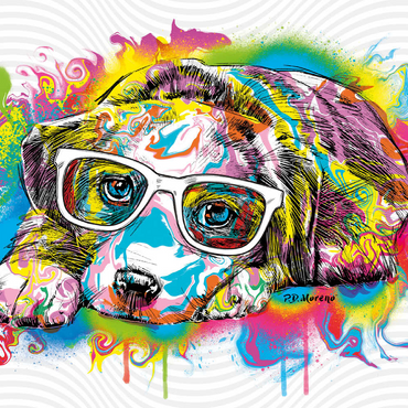Darstellung des Puzzle Motivs Puppy Drip Art 500 Puzzle 3D Modell
