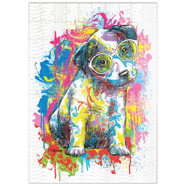Darstellung des Puzzle Motivs puzzleplate Jack Russell with Glasses 100 Puzzle