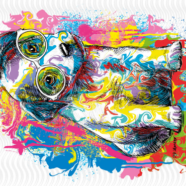 Darstellung des Puzzle Motivs Jack Russell with Glasses 200 Puzzle 3D Modell