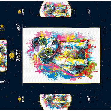 Darstellung des Puzzle Motivs Jack Russell with Glasses 200 Puzzle Schachtel 3D Modell