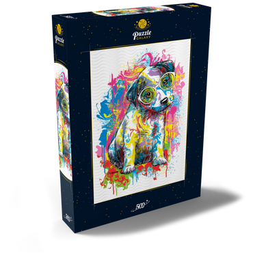 Darstellung des Puzzle Motivs Jack Russell with Glasses 500 Puzzle Schachtel Ansicht2