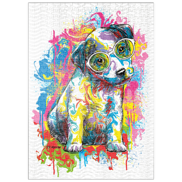 Darstellung des Puzzle Motivs puzzleplate Jack Russell with Glasses 500 Puzzle
