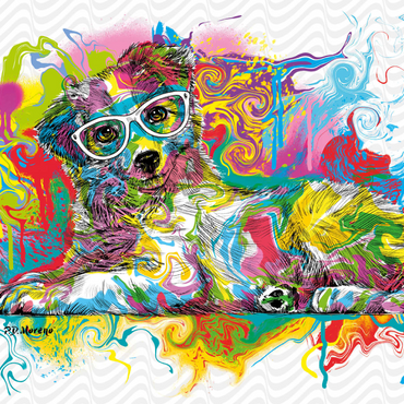 Darstellung des Puzzle Motivs Curious Pup 1000 Puzzle 3D Modell