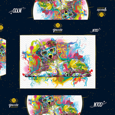 Darstellung des Puzzle Motivs Curious Pup 1000 Puzzle Schachtel 3D Modell