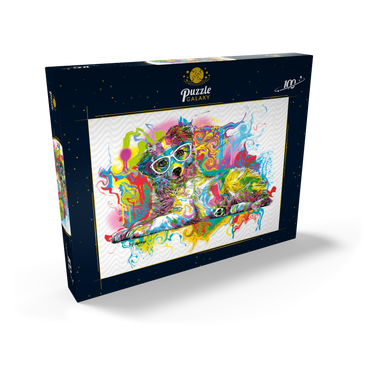Darstellung des Puzzle Motivs Curious Pup 100 Puzzle Schachtel Ansicht2
