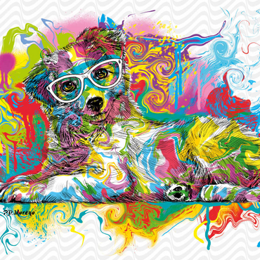 Darstellung des Puzzle Motivs Curious Pup 100 Puzzle 3D Modell