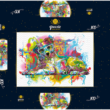 Darstellung des Puzzle Motivs Curious Pup 100 Puzzle Schachtel 3D Modell