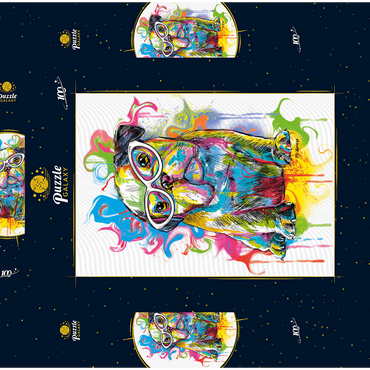 Darstellung des Puzzle Motivs Bulldog Fun 100 Puzzle Schachtel 3D Modell