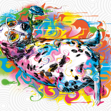 Darstellung des Puzzle Motivs Dalmatian with Rose 100 Puzzle 3D Modell