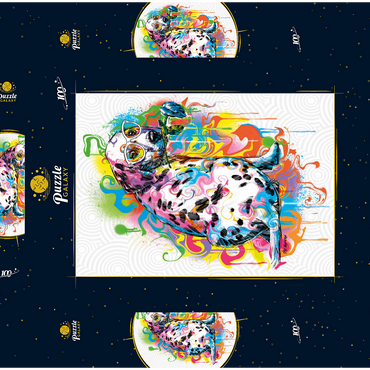 Darstellung des Puzzle Motivs Dalmatian with Rose 100 Puzzle Schachtel 3D Modell