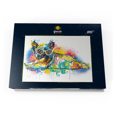 Darstellung des Puzzle Motivs Lazy Frenchie 1000 Puzzle Schachtel Ansicht3