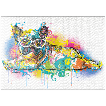 Darstellung des Puzzle Motivs puzzleplate Lazy Frenchie 1000 Puzzle
