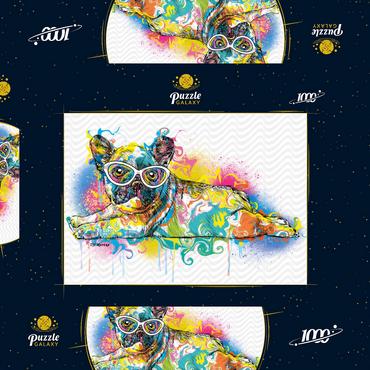 Darstellung des Puzzle Motivs Lazy Frenchie 1000 Puzzle Schachtel 3D Modell