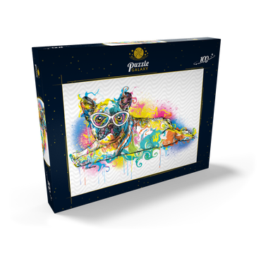 Darstellung des Puzzle Motivs Lazy Frenchie 100 Puzzle Schachtel Ansicht2