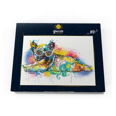 Darstellung des Puzzle Motivs Lazy Frenchie 100 Puzzle Schachtel Ansicht3