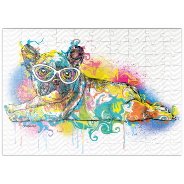 Darstellung des Puzzle Motivs puzzleplate Lazy Frenchie 100 Puzzle