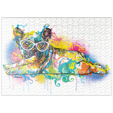 Darstellung des Puzzle Motivs puzzleplate Lazy Frenchie 200 Puzzle