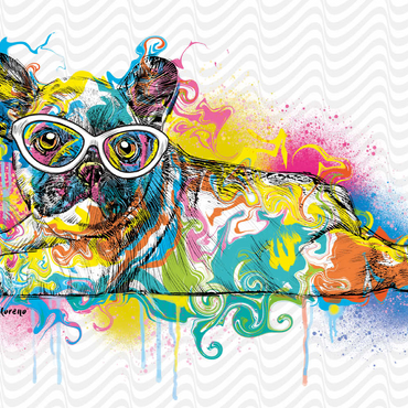 Darstellung des Puzzle Motivs Lazy Frenchie 200 Puzzle 3D Modell