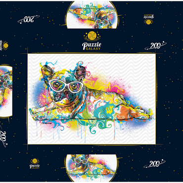 Darstellung des Puzzle Motivs Lazy Frenchie 200 Puzzle Schachtel 3D Modell