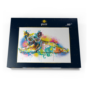 Darstellung des Puzzle Motivs Lazy Frenchie 500 Puzzle Schachtel Ansicht3