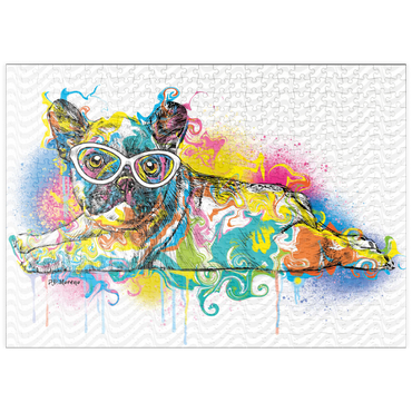 Darstellung des Puzzle Motivs puzzleplate Lazy Frenchie 500 Puzzle