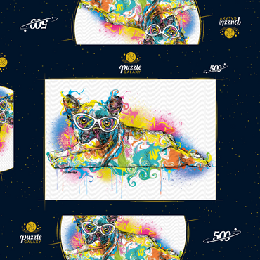 Darstellung des Puzzle Motivs Lazy Frenchie 500 Puzzle Schachtel 3D Modell