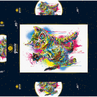 Darstellung des Puzzle Motivs Kitty Saying Hello 100 Puzzle Schachtel 3D Modell