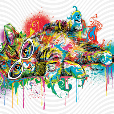 Darstellung des Puzzle Motivs Lazy Cat 1000 Puzzle 3D Modell