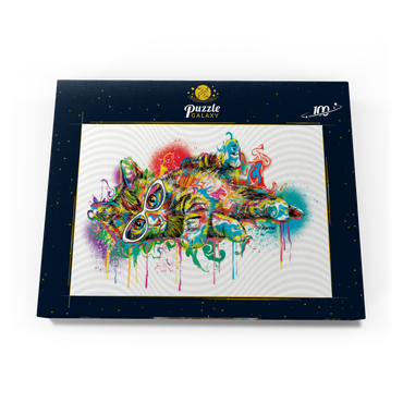 Darstellung des Puzzle Motivs Lazy Cat 100 Puzzle Schachtel Ansicht3