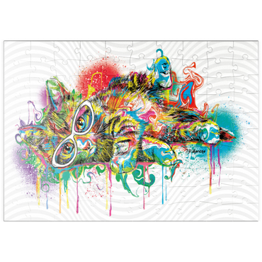 Darstellung des Puzzle Motivs puzzleplate Lazy Cat 100 Puzzle