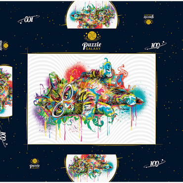 Darstellung des Puzzle Motivs Lazy Cat 100 Puzzle Schachtel 3D Modell