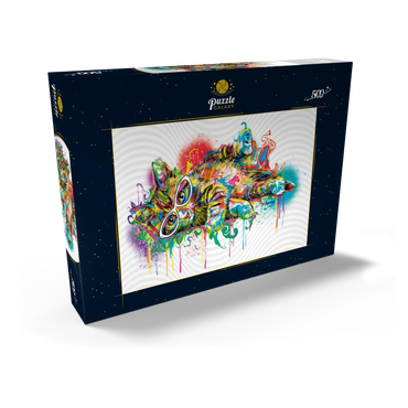 Darstellung des Puzzle Motivs Lazy Cat 500 Puzzle Schachtel Ansicht2